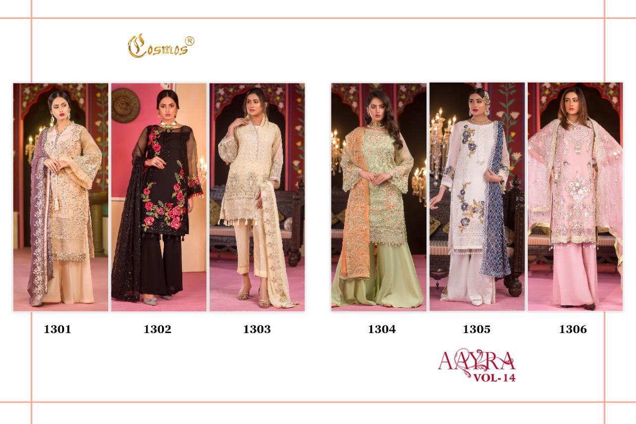 Cosmos Aayra 14 Georgette Festive Wear Embroidery Pakistani Salwar Kameez Collection